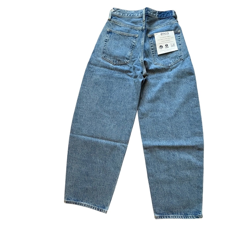 Etica Cassel Ultra High Barrel Jeans Women's Size 24 BlueStone Wash Denim - Picture 3 of 9